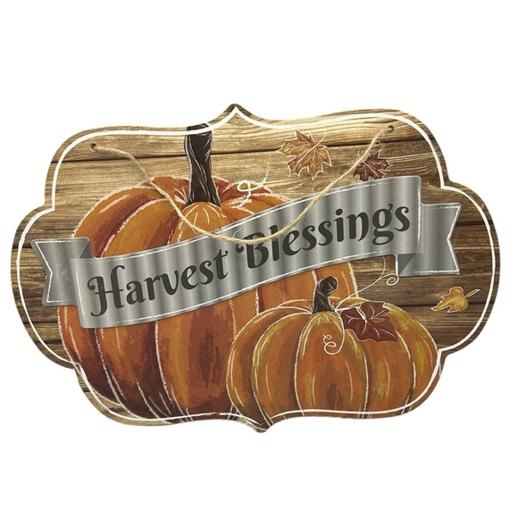 HARVEST BLESSINGS WALL DECOR PLAQUES RUSTIC AUTUMN HANGING SIGN FARMHOUSE - Picture 4 of 5